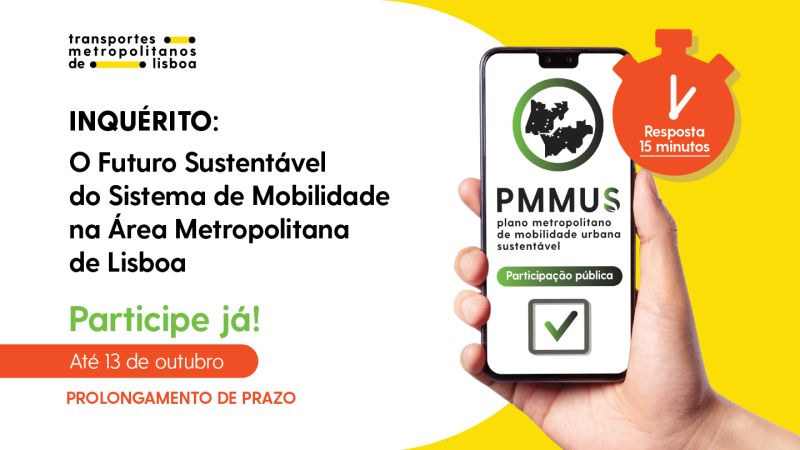 Já respondeu ao Inquérito sobre o Futuro Sustentável do Sistema de Mobilidade na Área Metropolitana de Lisboa?